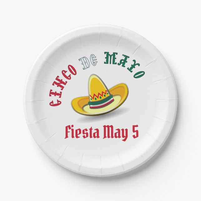 Customizable Cinco de Mayo 5 Mai Fiesta Pappteller (Vorderseite)