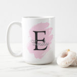 Customizable Coffee Mug with Monogram & Name Kaffeetasse<br><div class="desc">This monogram mug features a modern dusty rose paint stroke design with a personalized name and initial. This ceramic mug is designed to bring a touch of calm and joy to your morning routine. Whether you are looking for monogrammed mug for your office or a monogrammed mug as a gift,...</div>