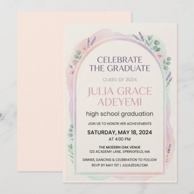 Customizable College Graduation Announcement Card Einladung (Vorne/Hinten)