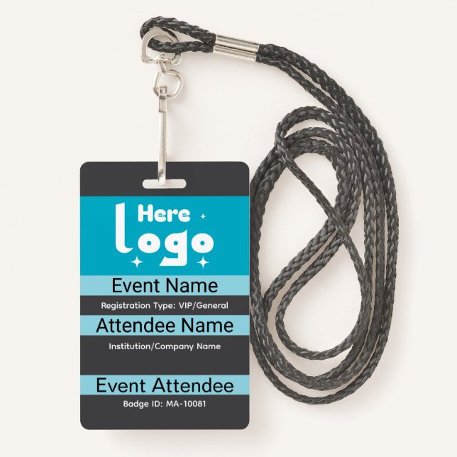Customizable conference and expo badge template ausweis (Vorderseite mit Schlüsselband)