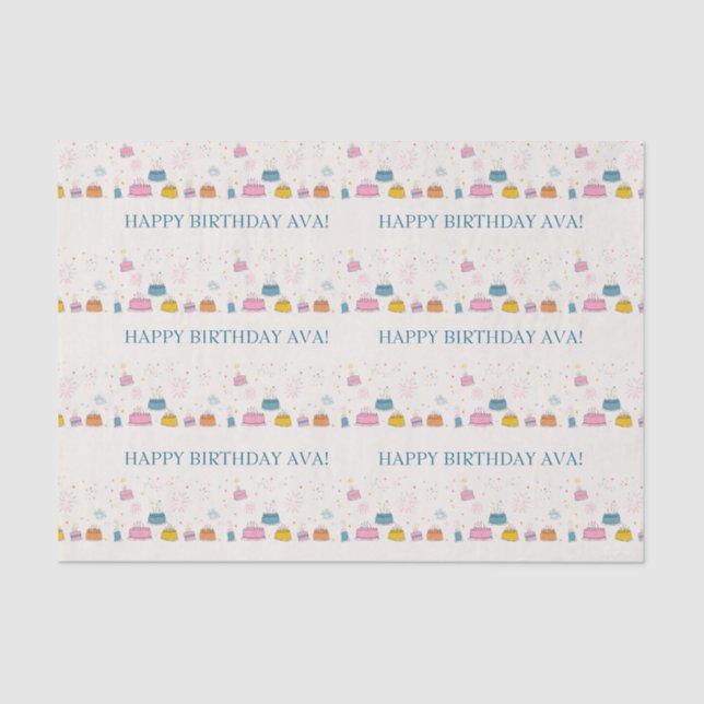 Customizable Confetti & Cake Birthday  Seidenpapier (Vorderseite)