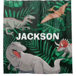 Customizable Dinosaur Kids Dino Jurassic Trex Boy Duschvorhang