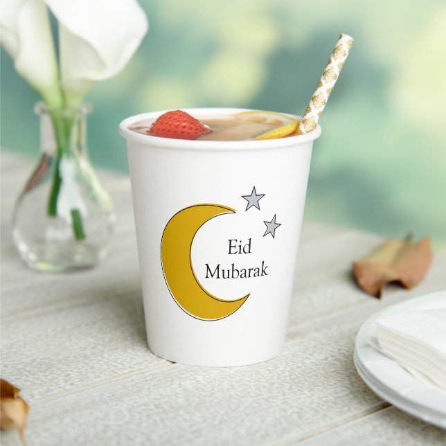 Customizable Eid Paper Cup with Moon & Stars Pappbecher (In Situ)