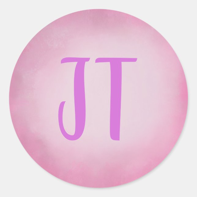 Customizable Elegant Pink Watercolour Round Frame Runder Aufkleber (Vorderseite)