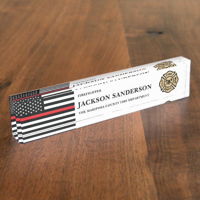 Customizable Firefighter Fire Department Logo Namensplakette (Seite)