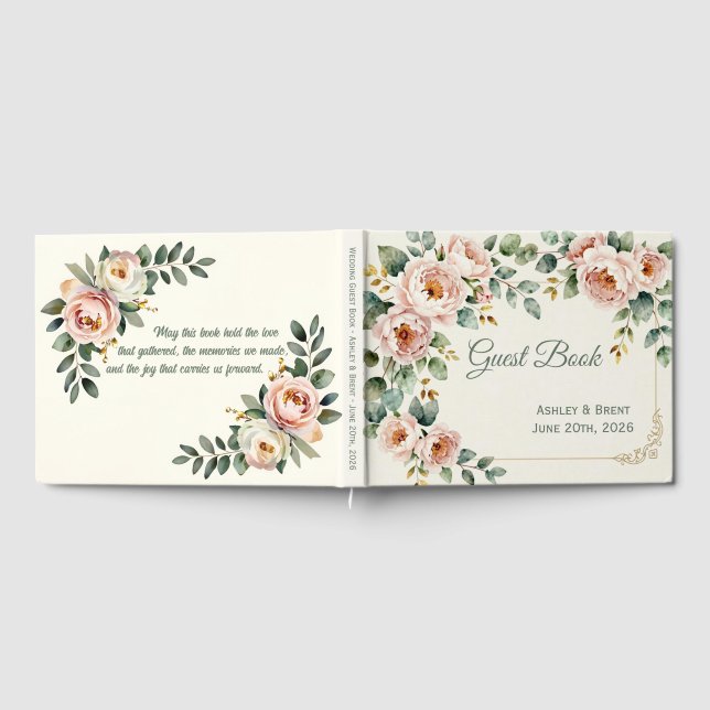 Customizable Floral Wedding Guest Book Gästebuch (Voll)
