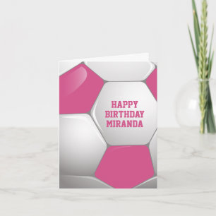 Customizable Football Soccer Ball Pink and White Karte