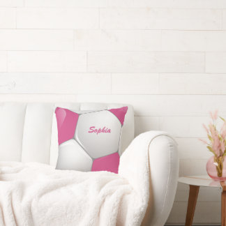 Customizable Football Soccer Ball Pink and White Kissen