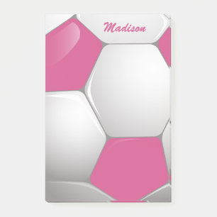 Customizable Football Soccer Ball Pink and White Post-it Klebezettel