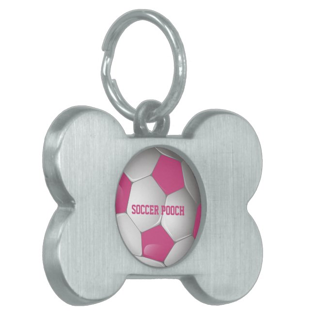 Customizable Football Soccer Ball Pink and White Tiermarke (Vorderseite links)