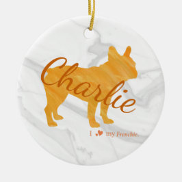 Customizable French Bulldog Pastel Orange Frenchie Keramik Ornament