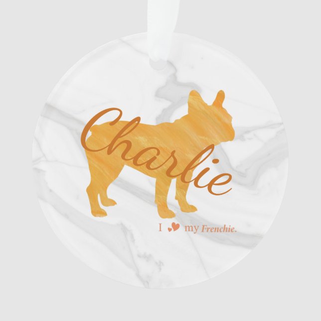 Customizable French Bulldog Pastel Orange Frenchie Ornament (Vorderseite)