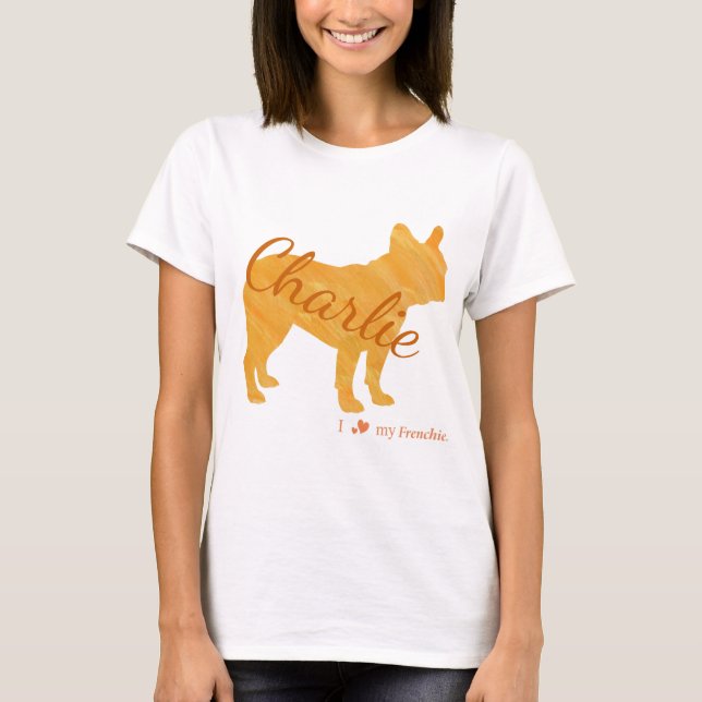 Customizable French Bulldog Pastel Orange Frenchie T-Shirt (Vorderseite)
