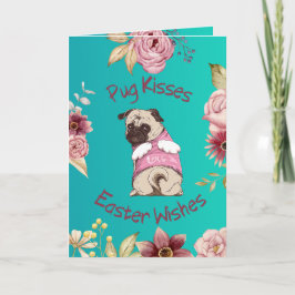 Customizable Funny Pug Easter Greeting Card Karte