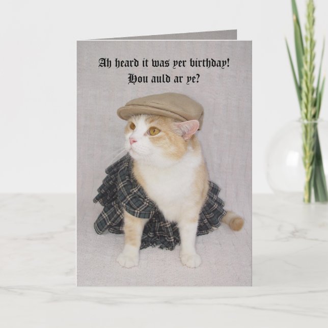 Customizable Funny Scottish Fold Scottish Birthday Karte (Vorderseite)