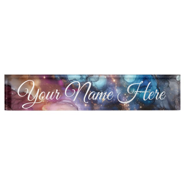 Customizable Galaxy Design Namensplakette (Vorderseite)