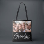 Customizable Grandma Established Year 3 Photo<br><div class="desc">Celebrate being a grandma with this simple and modern “Grandma Est. [Year]” photo tote bag. Featuring white typography, this design is perfect for new grandmas or seasoned grandmothers alike. Customize the year to mark when she first became a grandma — a sweet, personal touch that makes this tote bag extra...</div>