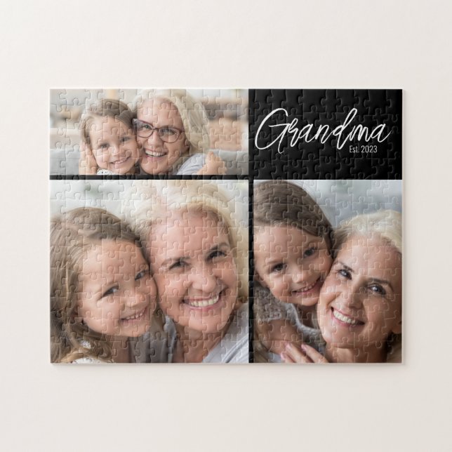 Customizable Grandma Established Year 3 Photo Puzzle (Horizontal)