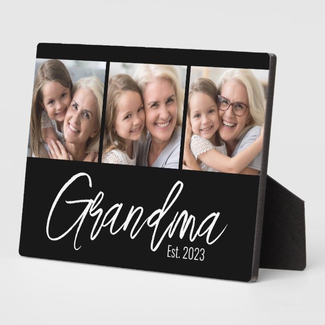 Customizable Grandma Established Year 3 Picture Fotoplatte (Seite)