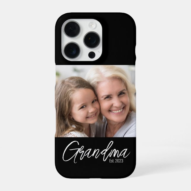 Customizable Grandma Established Year Photo iPhone Hülle (Rückseite)