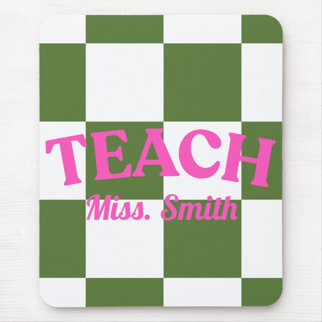 Customizable Green Checkered Teacher Clipboard  Mousepad (Vorne)