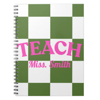 Customizable Green Checkered Teacher Notebook Notizblock