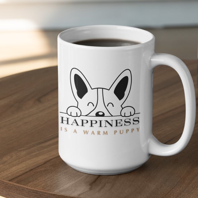 Customizable Happiness is warm puppy Kaffeetasse (Von Creator hochgeladen)