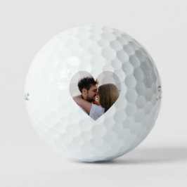 Customizable Heart-Shaped Photo Template Gift Golfball