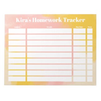 Customizable Homework Tracker Notepad Notizblock