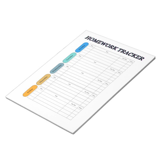 Customizable Homework Tracker Notizblock (angewinkelt)