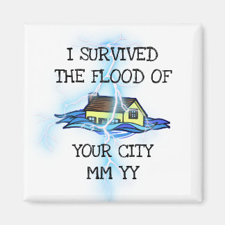Customizable I überlebte the flood lightning bolt Magnet