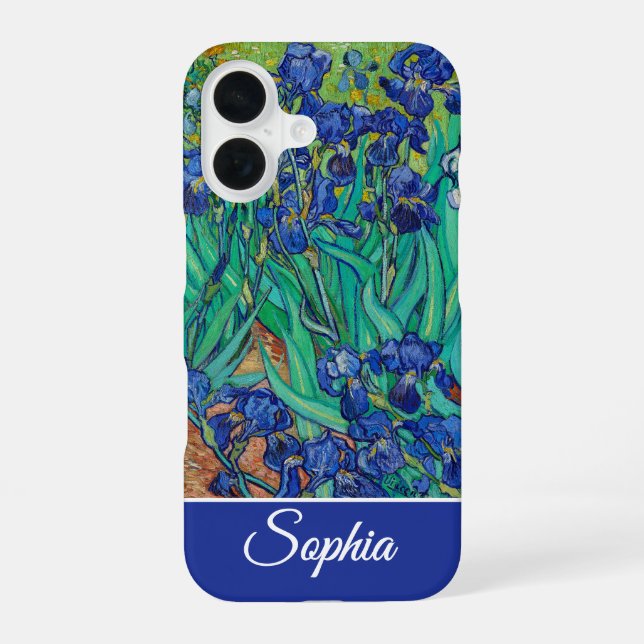 Customizable Irises by Vincent van Gogh iPhone 16 Hülle (Rückseite)