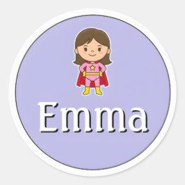 Customizable Kids Name Sticker – Girl Superhero