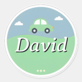 Customizable Kids Name Sticker – Green Car