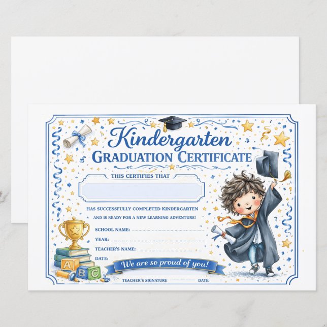 Customizable Kindergarten Graduate Certificate  (Vorne/Hinten)