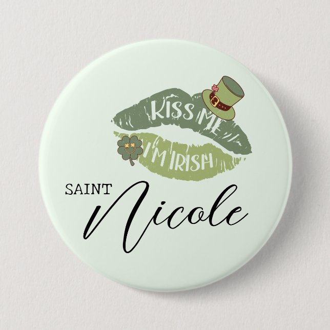 Customizable Kiss Me I'm Irish St. Patrick's Day Button (Vorderseite)