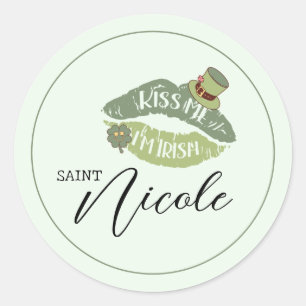 Customizable Kiss Me I'm Irish St. Patrick's Day Runder Aufkleber