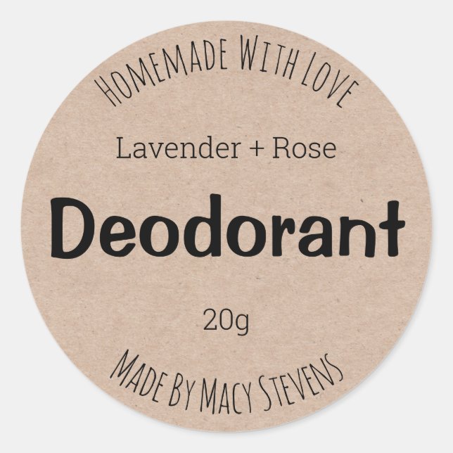 Customizable Label For Deodorant Runder Aufkleber (Vorderseite)