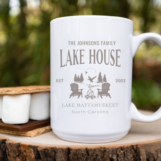 Customizable Lake House House Warming Gift 15oz Kaffeetasse (Customizable Lake House House Warming Gift 15oz Coffee Mug)