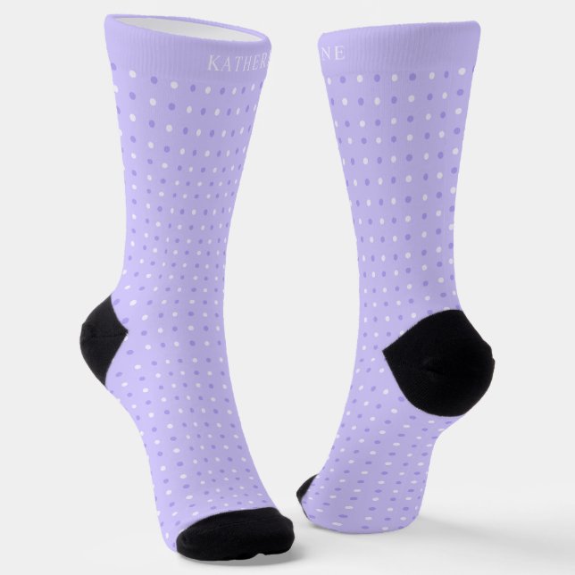 Customizable Lavender Violet Purple Polka Dot Socken (Gewinkelt)
