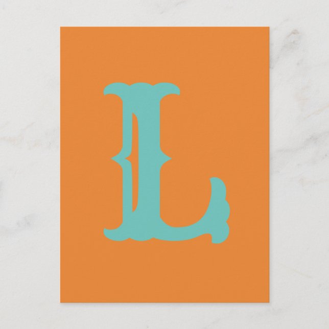 Customizable letters and colors! L Postcard Postkarte (Vorderseite)