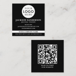 Customizable Logo Professional Black QR Code Quadratische Visitenkarte