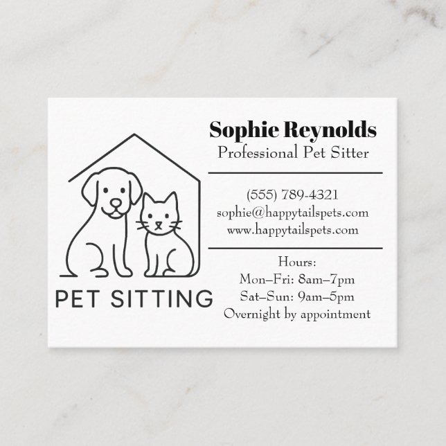 Customizable Minimalist Pet Sitter Business Card  Visitenkarte (Vorderseite)
