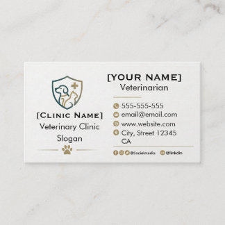 Customizable Minimalist Veterinary Business Card  Visitenkarte