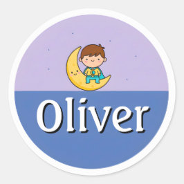 Customizable Moon & Stars Dreamy Kids Name Sticker