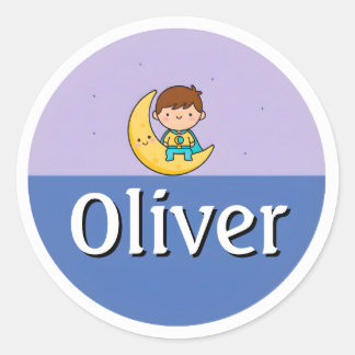 Customizable Moon & Stars Dreamy Kids Name Sticker