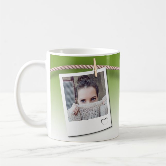 Customizable mug, photo frame, green background kaffeetasse (Links)