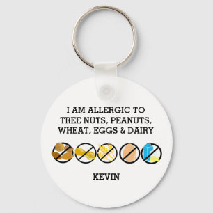 Customizable Multiple Food Allergy Alert Kids Schlüsselanhänger