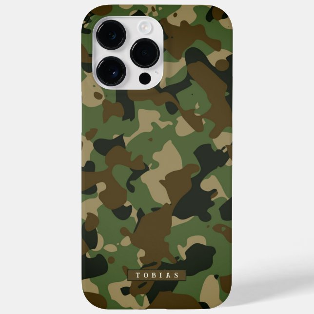 Customizable Name Camouflage Military Kaki Brown Case-Mate iPhone Hülle (Rückseite)