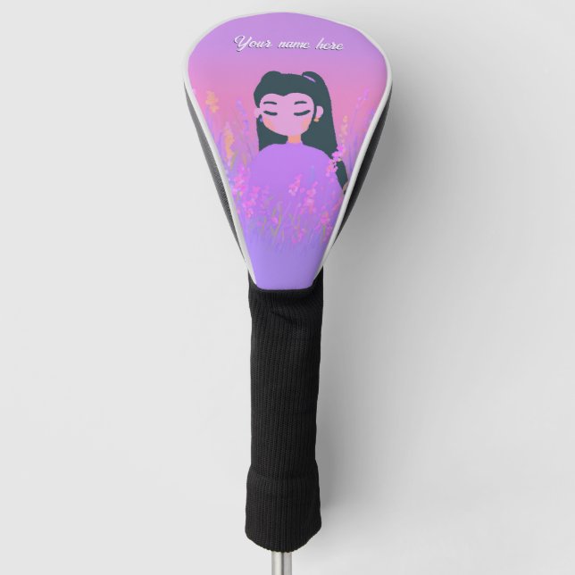 Customizable Name Golf Girl Lavender Daydream Golf Headcover (Vorderseite)